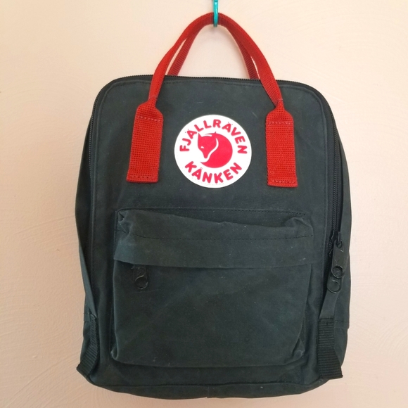 Fjallraven Handbags - Fjallraven Kanken Mini Black/Ox Red Backpack